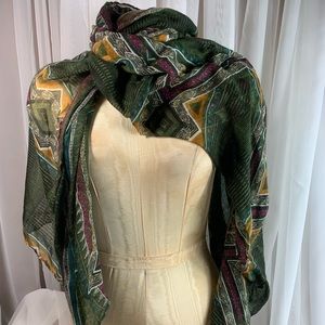 Scarf Ornament  Print Green Color